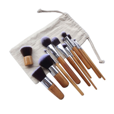 Wholesale 11pcs Bamboo Handle Cosmetic Brush Set Makeup Brush